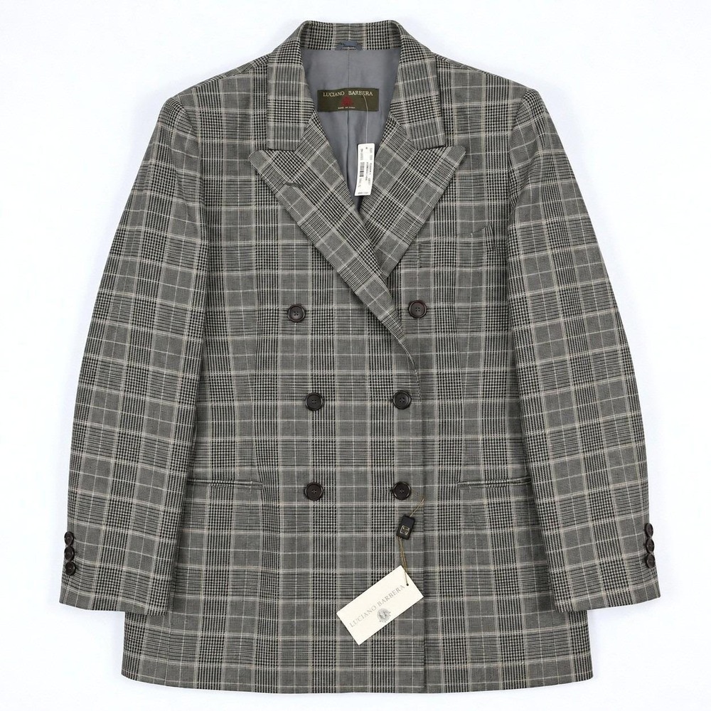 NWT Luciano Barbera Prince of Wales DB Blazer Italy size 14 Generously Oversized